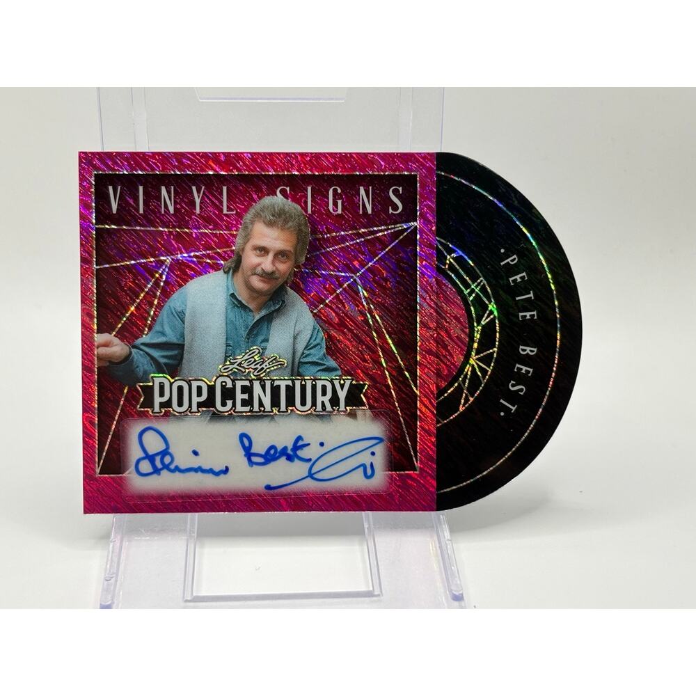 2025 Leaf Pop Century Pete Best Vinyl Signs Pink Shimmer Auto 2/10 SP Beatles